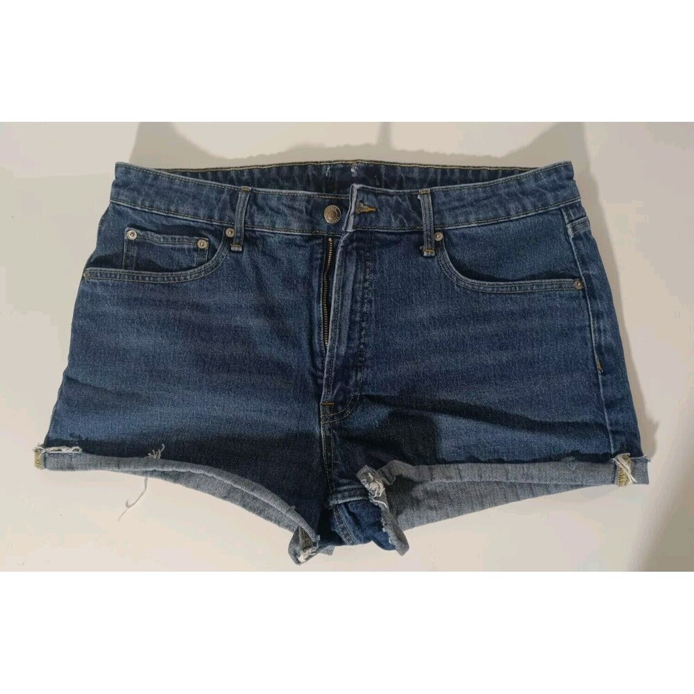 Women's Supper High Rise Short Denim Cut Off  Blue Jeans Zipper Size 12